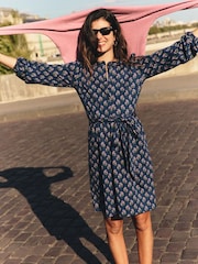 Boden Blue Adele Belted Jersey Dress - Image 4 of 6