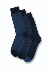 Charles Tyrwhitt Blue Cotton Rich Socks 3 Pack - Image 1 of 1