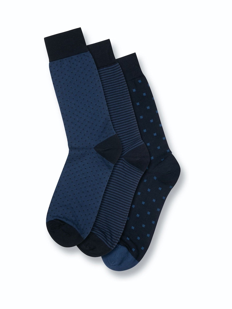 Charles Tyrwhitt Blue Cotton Rich Socks 3 Pack - Image 1 of 1