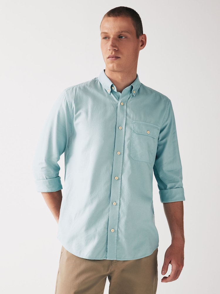 Blue Soft Touch Long Sleeve 100% Cotton Oxford Shirt - Image 1 of 7
