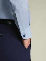 Charles Tyrwhitt Blue Non-Iron Stretch Texture Shirt - Image 4 of 7