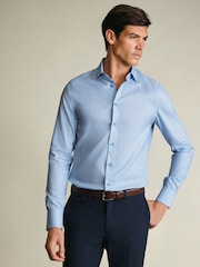 Charles Tyrwhitt Blue Non-Iron Stretch Texture Shirt - Image 1 of 7