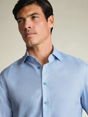Charles Tyrwhitt Blue Non-Iron Stretch Texture Shirt - Image 3 of 7