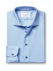 Charles Tyrwhitt Blue Non-Iron Stretch Texture Shirt - Image 5 of 7