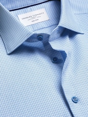 Charles Tyrwhitt Blue Non-Iron Stretch Texture Shirt - Image 7 of 7