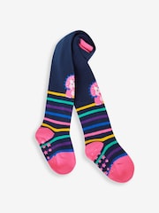 JoJo Maman Bébé Cream Cotton Rich Dino Knee Tights - Image 1 of 2