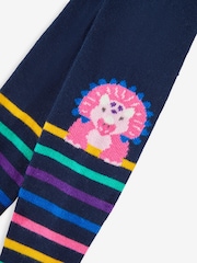 JoJo Maman Bébé Cream Cotton Rich Dino Knee Tights - Image 2 of 2