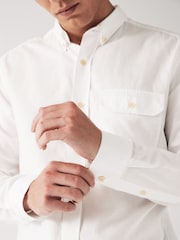White Soft Touch Long Sleeve 100% Cotton Oxford Shirt - Image 4 of 7