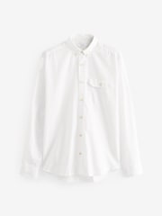 White Soft Touch Long Sleeve 100% Cotton Oxford Shirt - Image 5 of 7