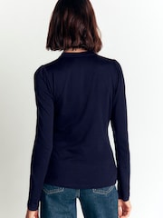 Boden Blue Imi Puff Sleeve Jersey Shirt - Image 2 of 4