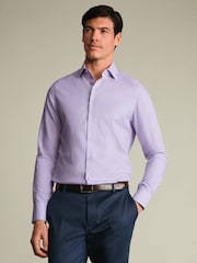 Charles Tyrwhitt Purple Non-Iron Stretch Texture Shirt - Image 1 of 7
