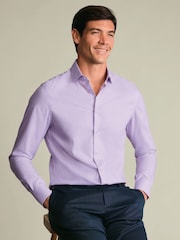 Charles Tyrwhitt Purple Non-Iron Stretch Texture Shirt - Image 2 of 7