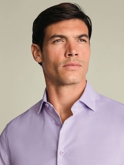 Charles Tyrwhitt Purple Non-Iron Stretch Texture Shirt - Image 3 of 7