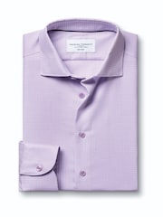 Charles Tyrwhitt Purple Non-Iron Stretch Texture Shirt - Image 5 of 7