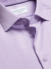 Charles Tyrwhitt Purple Non-Iron Stretch Texture Shirt - Image 6 of 7