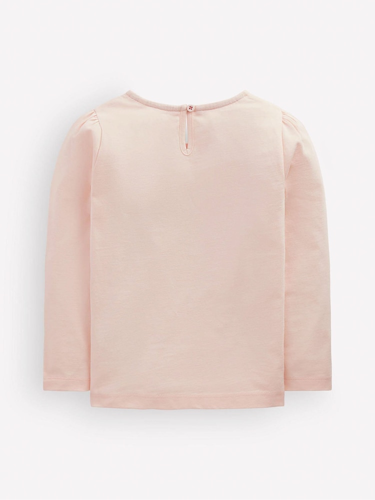 Boden Pink Puff Sleeve Appliqué T-Shirt - Image 2 of 3 Boden Pink Puff Sleeve Appliqué T-Shirt - Image 2 of 3