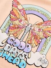 Apricot Orange Sequin Butterfly Graphic T-Shirt (3-16yrs) - Image 3 of 3