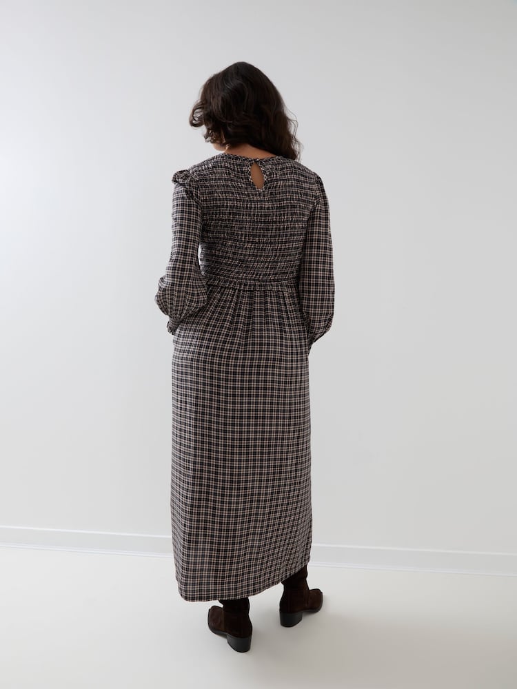 JoJo Maman Bébé Long Sleeve Shirred Maternity Midi Dress - Immagine 2 di 4 JoJo Maman Bébé Long Sleeve Shirred Maternity Midi Dress - Immagine 2 di 4