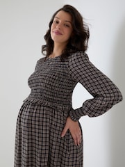 JoJo Maman Bébé Long Sleeve Shirred Maternity Midi Dress - Immagine 3 di 4