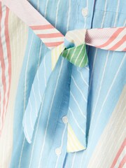 Joules Girls' Summertime Multi Stripe Woven Shirt Dress - Image 5 of 6