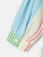 Joules Girls' Summertime Multi Stripe Woven Shirt Dress - Image 6 of 6