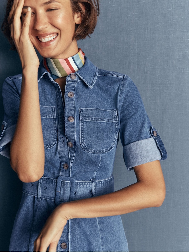 Boden Blue Denim Midi Shirt Dress - Image 2 of 6 Boden Blue Denim Midi Shirt Dress - Image 2 of 6