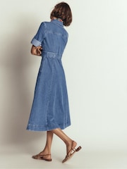 Boden Blue Denim Midi Shirt Dress - Image 3 of 6