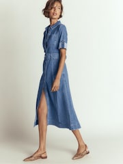 Boden Blue Denim Midi Shirt Dress - Image 4 of 6