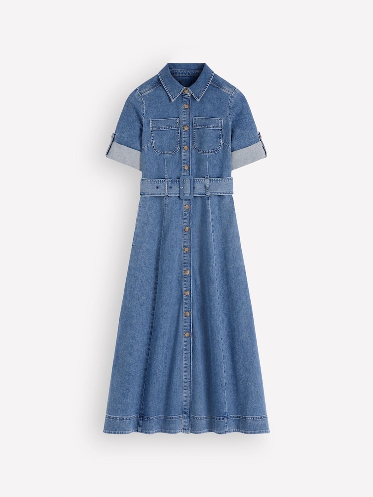 Boden Blue Denim Midi Shirt Dress - Image 6 of 6 Boden Blue Denim Midi Shirt Dress - Image 6 of 6
