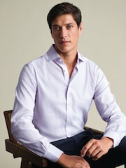 Charles Tyrwhitt Purple Non-Iron Performance Twill Check Shirt - Image 2 of 7