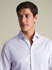 Charles Tyrwhitt Purple Non-Iron Performance Twill Check Shirt - Image 3 of 7
