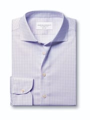 Charles Tyrwhitt Purple Non-Iron Performance Twill Check Shirt - Image 5 of 7