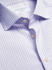 Charles Tyrwhitt Purple Non-Iron Performance Twill Check Shirt - Image 6 of 7