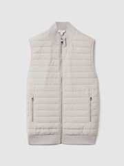 Reiss Stone Pluto Hybrid Quilt and Knit Zip-Through Gilet - Image 2 of 6