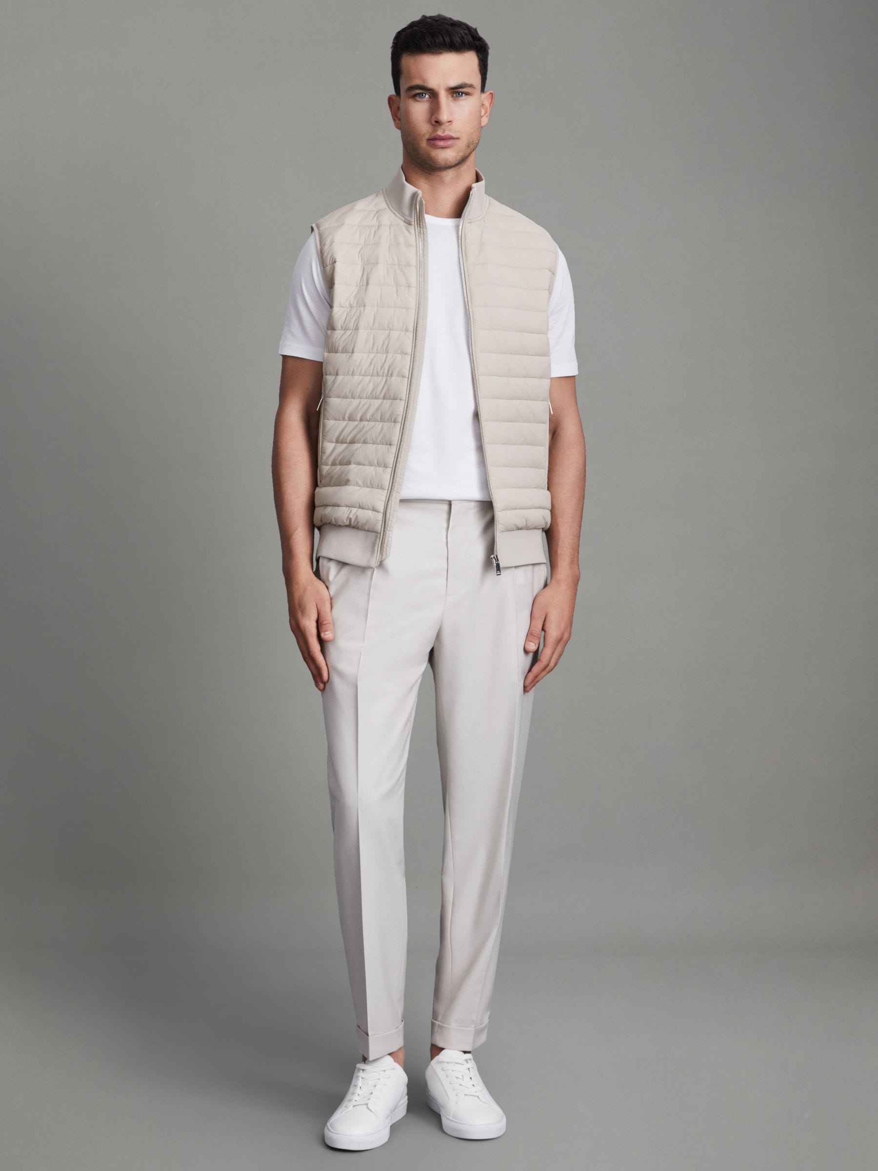 Buy Reiss Stone Pluto Hybrid Quilt and Knit Zip-Through