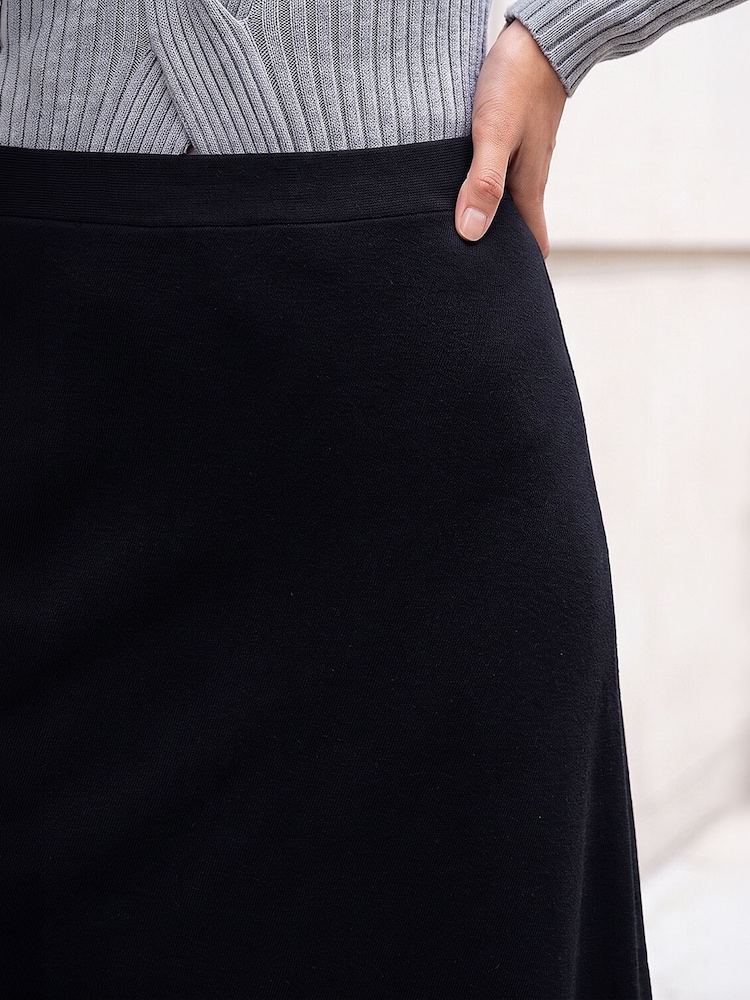 Roman Black A-Line Pull On Stretch Skirt - Image 4 of 4 Roman Black A-Line Pull On Stretch Skirt - Image 4 of 4