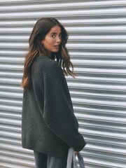 self. Charcoal Grey Knitted Slogan Jumper - Image 5 of 6