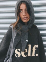 self. Charcoal Grey Knitted Slogan Jumper - Image 6 of 6