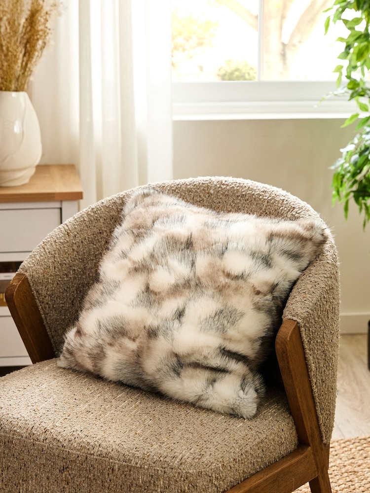 Monochrome Baxter Faux Fur Cushion - Image 1 of 5