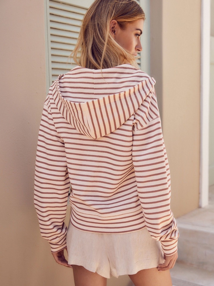 Neutral/Tan Lightweight Summer Zip Through Hoodie - Image 2 of 9