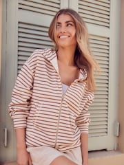 Neutral/Tan Lightweight Summer Zip Through Hoodie - Image 3 of 9