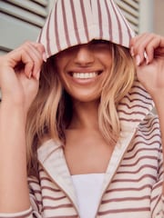Neutral/Tan Lightweight Summer Zip Through Hoodie - Image 4 of 9