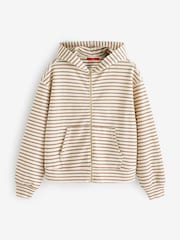 Neutral/Tan Lightweight Summer Zip Through Hoodie - Image 8 of 9