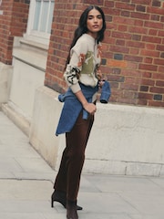 Neutral Crew Neck Horse Graphic Knit Look Jumper - Image 2 of 7