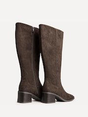 Linzi Brown Suede Canvas Block Heeled High Leg Boots - Image 5 of 5