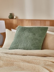 Sage Green 59 x 59cm Basset Embossed Faux Fur Cushion - Image 1 of 5