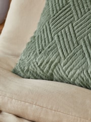 Sage Green 59 x 59cm Basset Embossed Faux Fur Cushion - Image 2 of 5