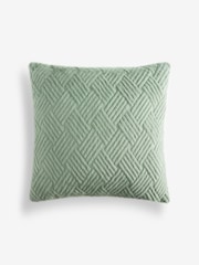 Sage Green 59 x 59cm Basset Embossed Faux Fur Cushion - Image 3 of 5