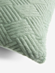 Sage Green 59 x 59cm Basset Embossed Faux Fur Cushion - Image 5 of 5
