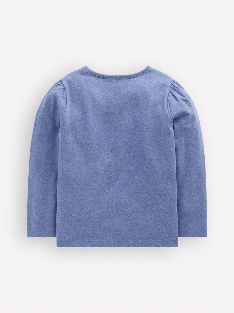Boden Blue Puff Sleeve Appliqué T-Shirt - Image 2 of 3 Boden Blue Puff Sleeve Appliqué T-Shirt - Image 2 of 3